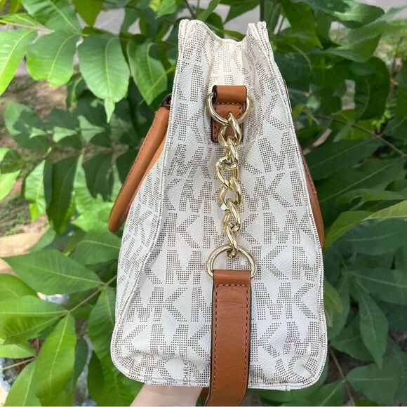 MICHALE KORS Tan Signature Hamilton Satchel Laptop Shoulder Bag Selma Jet Set - Picture 5 of 11